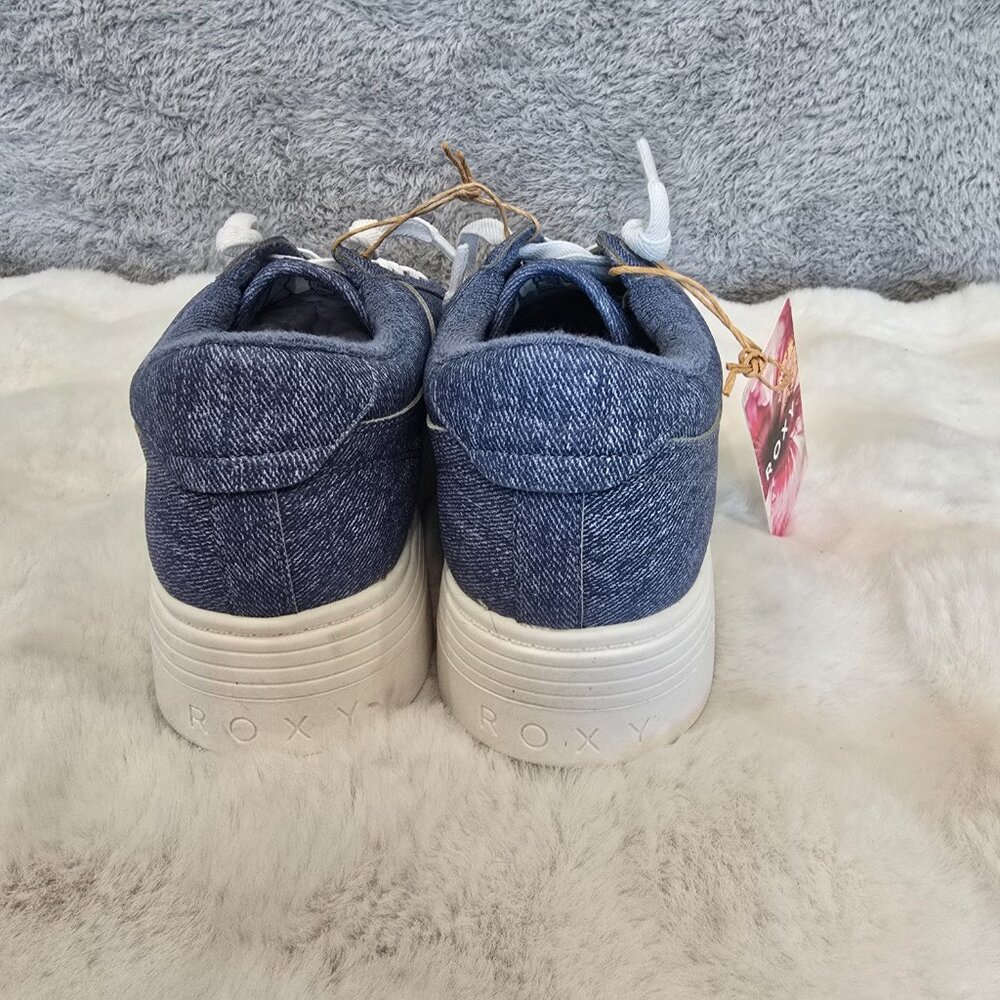 Roxy Shelilahh 2.0 Platform Sneakers Women's Sizes Blue Denim Like Upper NEW - Picture 4 of 8